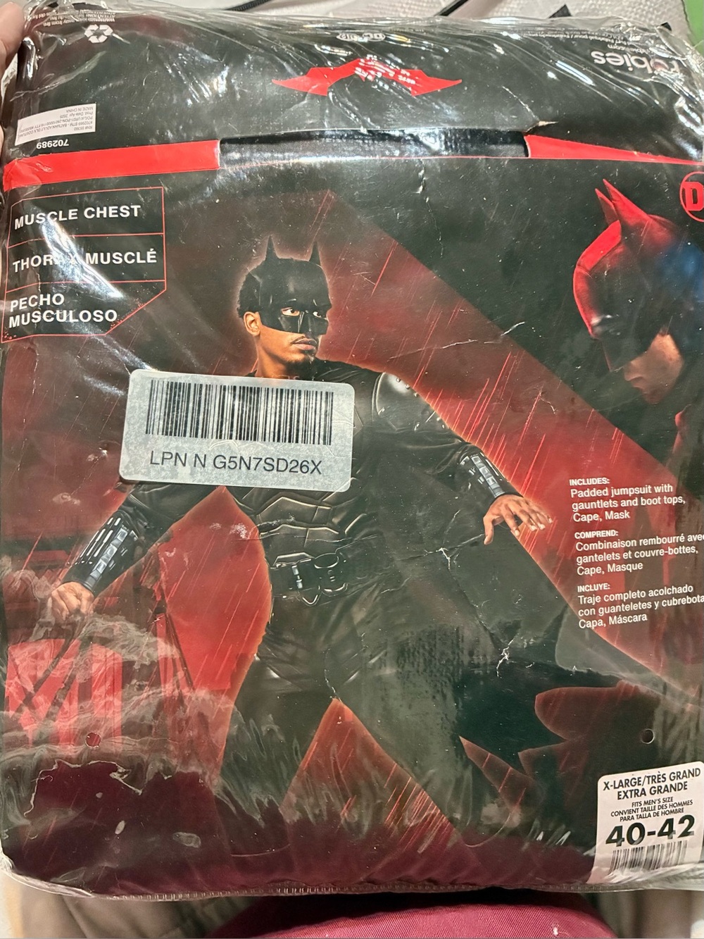 Mens Black Superhero Costume with Mask and Cape XL